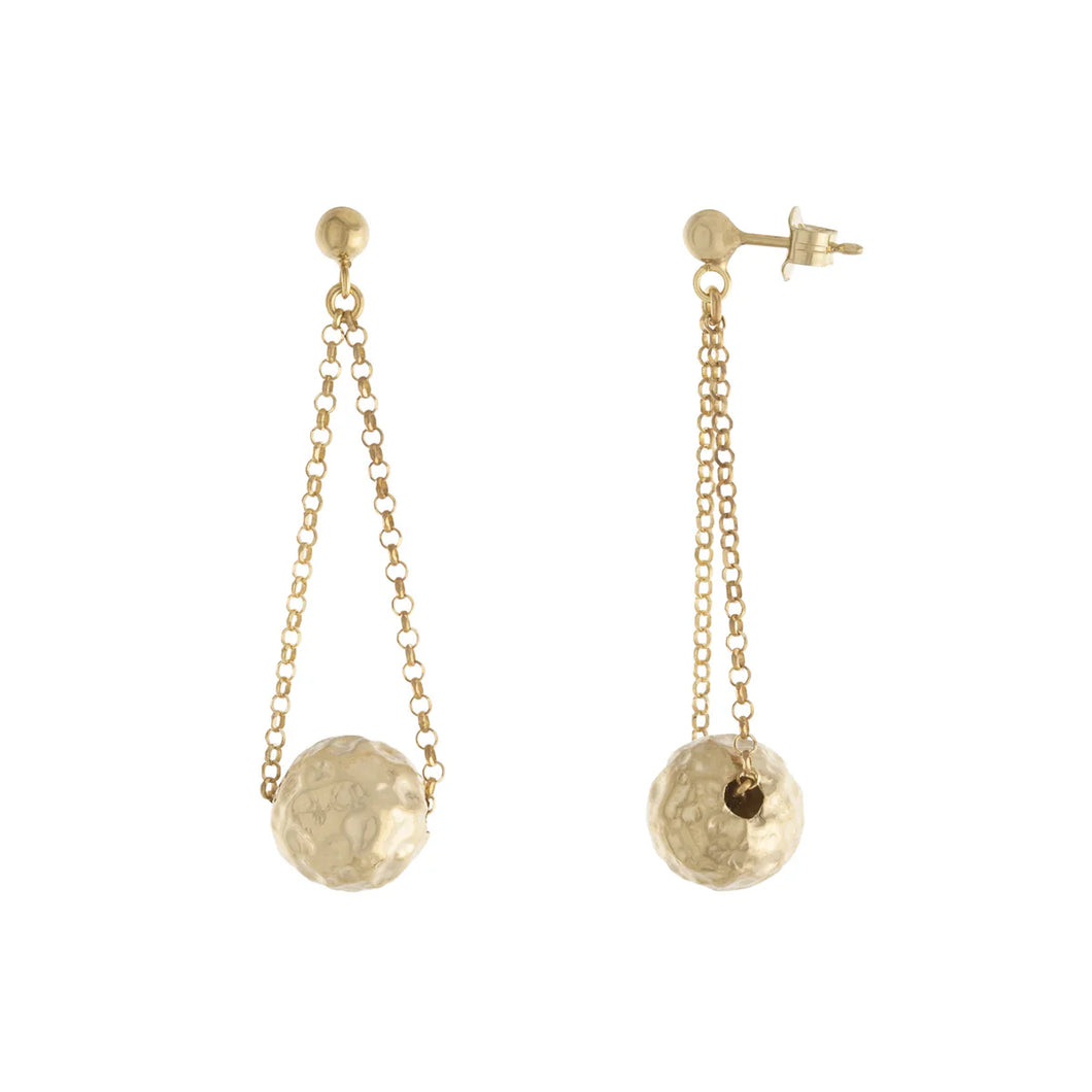 Hammered Ball Drop Earrings