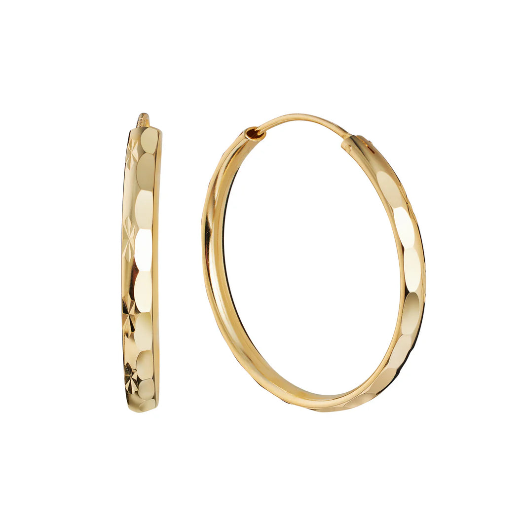 Diamond Cut Gold Hoop