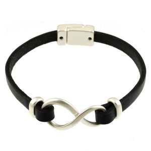 Black leather Infinity Bracelet