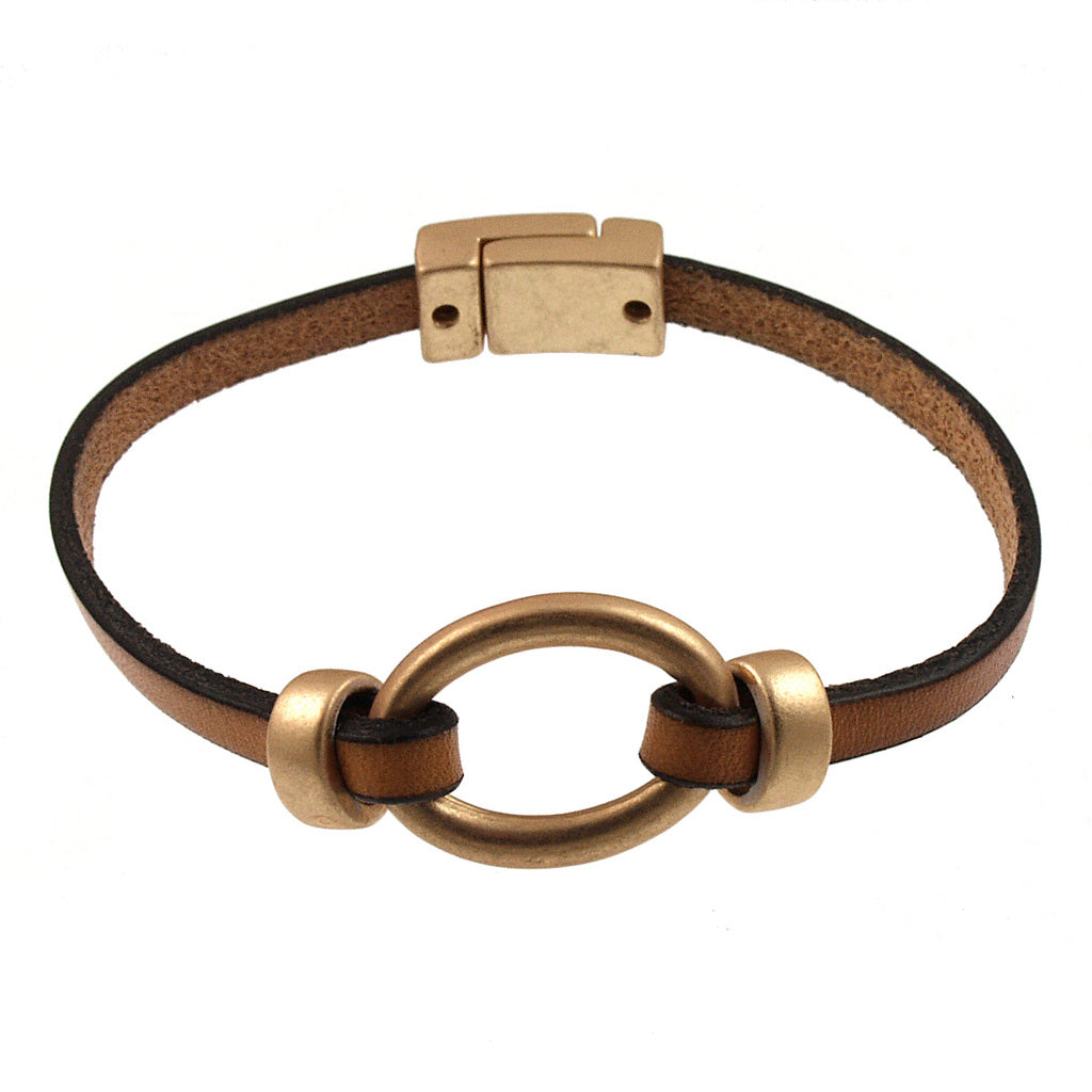 Camel/Gold Circle Bracelet