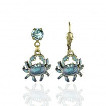 Blue Crab Drop Earrings